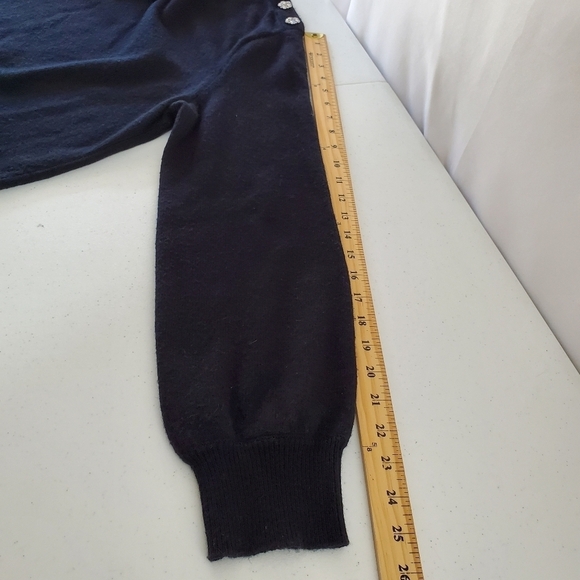 J. Crew Lamb's Wool Blend Crewneck Sweater Size L Jeweled Shoulder Buttons - Picture 8 of 13